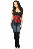 Lavish Red Underbust Corset w/Black Lace Overlay - Daisy Corsets