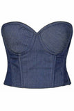 Lavish Blue Denim Underwire Bustier - Daisy Corsets