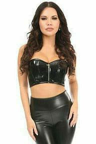 Lavish Black Patent Short Bustier Top - Daisy Corsets