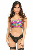 Lavish Rainbow Glitter Short Bustier Top - Daisy Corsets