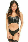 Lavish Black Faux Leather Short Bustier Top - Daisy Corsets