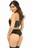 Lavish Black Faux Leather Short Bustier Top - Daisy Corsets