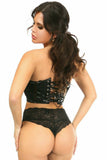 Lavish Black Patent Lace-Up Short Bustier Top - Daisy Corsets