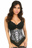 Lavish White Lace-Up Underbust Corset w/Black Lace - Daisy Corsets