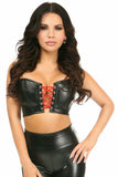 Lavish Black/Red Faux Leather Lace-Up Short Bustier Top - Daisy Corsets