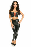 Lavish Black/Red Faux Leather Lace-Up Short Bustier Top - Daisy Corsets