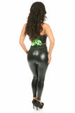 Lavish Black/Neon Green Faux Leather Lace-Up Short Bustier Top - Daisy Corsets