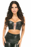 Lavish Black/Lt Pink Faux Leather Lace-Up Short Bustier Top - Daisy Corsets