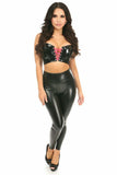 Lavish Black/Hot Pink Patent Lace-Up Short Bustier Top - Daisy Corsets