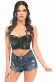 Lavish Black Faux Leather Underwire Short Bustier - Daisy Corsets