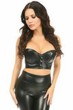 Lavish Black Faux Leather Underwire Short Bustier - Daisy Corsets