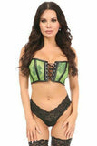 Lavish Neon Green Fishnet & Faux Leather Lace-Up Short Bustier Top - Daisy Corsets