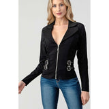 Long Sleeve Two Buckle Zip Up Jacket