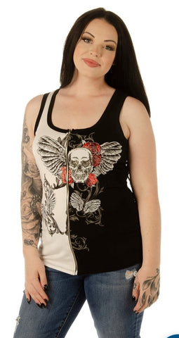 Lilith Skull & Wings Zip Up Vest