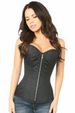 Top Drawer Black Cotton Steel Boned Corset w/Zipper - Daisy Corsets