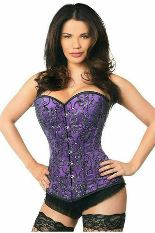 Top Drawer Elegant Purple Embroidered Steel Boned Corset - Daisy Corsets