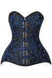 Top Drawer CURVY Blue Brocade Double Steel Boned OverBust Corset