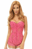 Top Drawer Fuchsia Underwire Sheer Lace Steel Boned Corset - Daisy Corsets