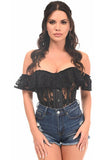 Top Drawer Black Sheer Lace Steel Boned Corset