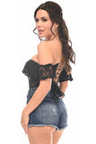 Top Drawer Black Sheer Lace Steel Boned Corset