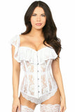 Top Drawer White Sheer Lace Steel Boned Corset