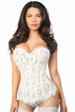 Top Drawer White Lace Steel Boned Corset w/Rhinestones