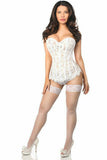 Top Drawer White Lace Steel Boned Corset w/Rhinestones