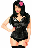 Top Drawer Black Sequin Steel Boned Corset - Daisy Corsets