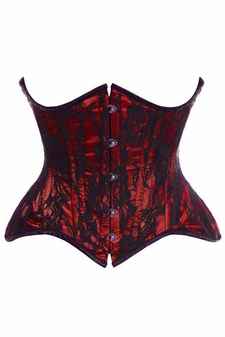 Daisy Corsets Top Drawer Red w/Black Lace Double Steel Boned Curvy Cut  Waist Cincher Corset – Pixies Lounge Online
