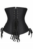 Top Drawer Black Satin Double Steel Boned Curvy Cut Waist Cincher Corset w/Lace-Up Sides - Daisy Corsets