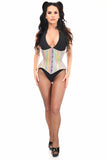 Top Drawer Rainbow Glitter Double Steel Boned Curvy Cut Waist Cincher Corset