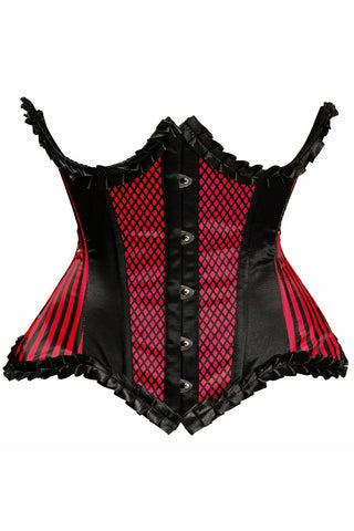 Top Drawer Red Burlesque Underwire Curvy Cut Waist Cincher Corset