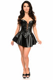 Top Drawer Black Faux Leather Steel Boned Corset Dress