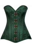 Top Drawer Dark Green Brocade Steel Boned Corset w/Clasp Closure - Daisy Corsets