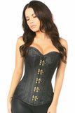 Top Drawer Black Brocade Steel Boned Corset w/Clasp Closure - Daisy Corsets