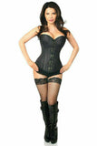 Top Drawer Black Brocade Steel Boned Corset w/Clasp Closure - Daisy Corsets