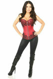 Top Drawer Wine Brocade Steel Boned Corset w/Black Eyelash Lace