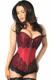 Top Drawer Wine Brocade Steel Boned Corset w/Black Eyelash Lace