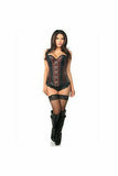 Top Drawer Brown Brocade & Faux Leather Steel Boned Corset - Daisy Corsets