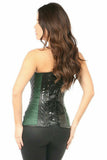 Top Drawer Dark Green Brocade & Faux Leather Steel Boned Corset - Daisy Corsets