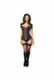 Top Drawer Plum Brocade & Faux Leather Steel Boned Corset - Daisy Corsets