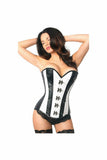 Top Drawer White Brocade & Faux Leather Steel Boned Corset