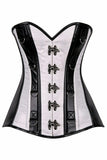 Top Drawer White Brocade & Faux Leather Steel Boned Corset