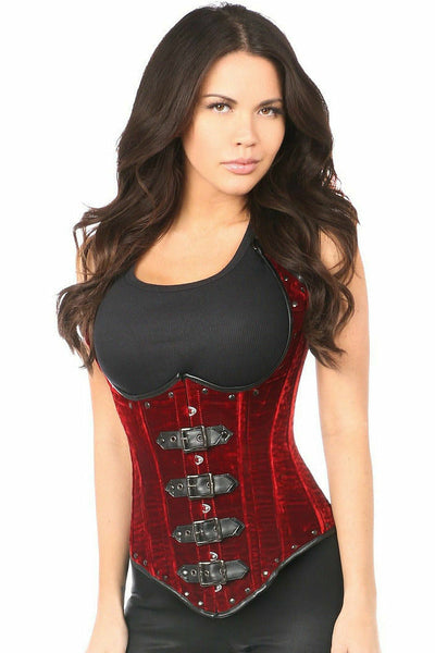 Daisy Corsets Women's Top Drawer Underbust Faux Leather Corset With Buckles