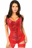 Top Drawer Red Sequin Pointed Top Steel Boned Corset