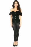 Top Drawer Black Velvet Off-The-Shoulder Steel Boned Corset - Daisy Corsets