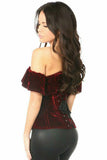 Top Drawer Dark Red Velvet Off-The-Shoulder Steel Boned Corset - Daisy Corsets