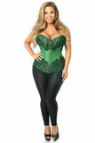 Top Drawer Emerald Brocade Steel Boned Corset w/Black Eyelash Lace - Daisy Corsets